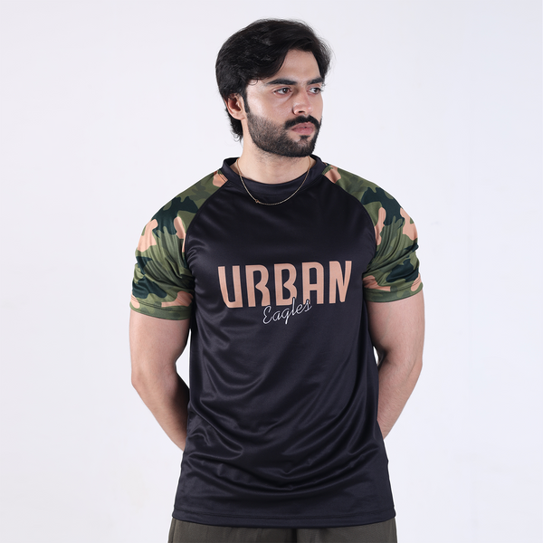 Black Camouflage American Half Sleeve Shirt – Urban Street Style