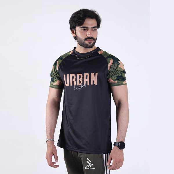 Black Camouflage American Half Sleeve Shirt – Urban Street Style